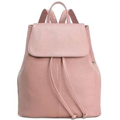 BOYATU Women’s Full-Grain Leather Backpack Purse, Minimal Structured Design, Work Commuter & City Travel, Compact Everyday Essentials, Fashion RFID Pocket Bag ((Pink) - color: Pink