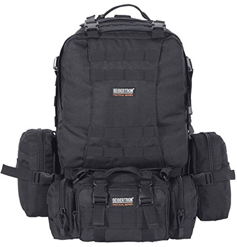 Seibertron 3 Day Tactical Backpack Waterproof Molle Bag/Rucksacks Black - color: 3 Day Black