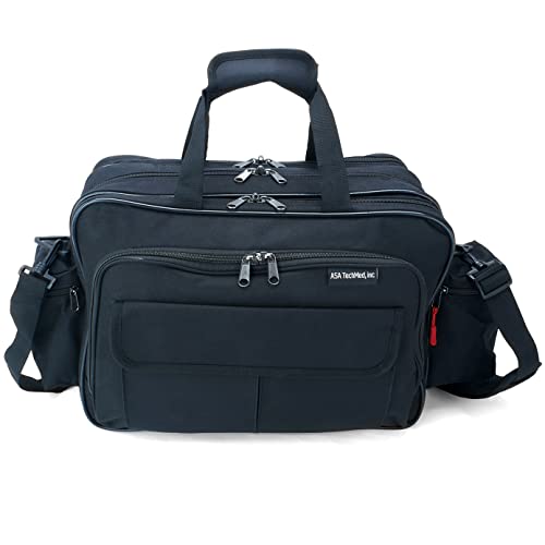 ASA TECHMED Nursing Bag with Compartments – Durable Medical Equipment Shoulder Bag for Nurses, Physicians, EMTs, Multi-Pocket, Nylon Reinforced, Adjustable Straps (Black) - color: Black