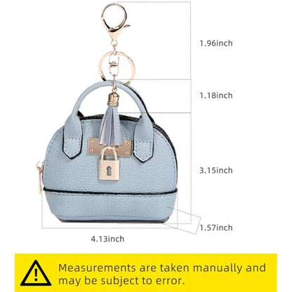 2 pcs Cute Mini Cosmetic Bag for Women PU Leather Backpack Keychain Makeup Bag Key Pocket Lipstick Bag Card Holder Data Cable Organizer Zipper Pouch (Handbag, Rose Red + White) - color: Rose Red + White
