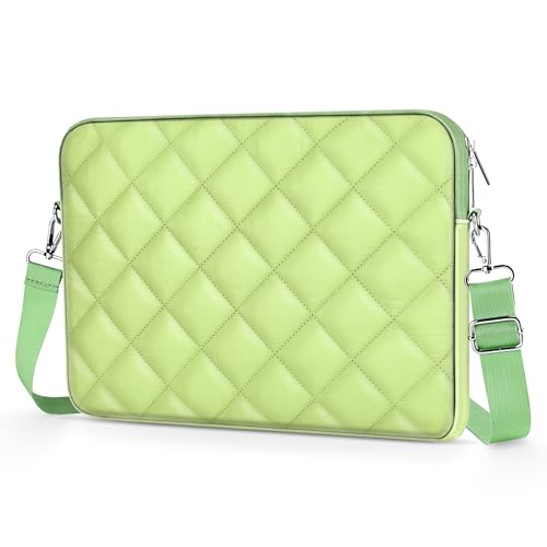 Puffy Quilted Laptop Sleeve with a Removable Shoulder Strap Compatible with MacBook Air 13 inch M2 A2681 M1 A2337 A2179 A1932 2023-2018/Pro 13 M2 M1 A2338 A2251 A2289 A2159 A1989 A1706 A1708 - color: Sleeve - Green, size: 13 inch
