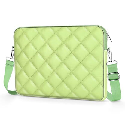 Puffy Quilted Laptop Sleeve with a Removable Shoulder Strap Compatible with MacBook Air 15 inch M2 A2941 2023/Pro 15 A1990 A1707, 15 Surface Laptop 5/4/3, Compatible with Dell XPS 15 - color: Sleeve - Green, size: 15 inch