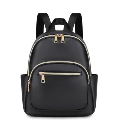 Mini Backpack Purse for Women PU Leather Small Backpack Fashion Multi Pockets Casual Daypacks Ladies Travel Shoulder Bags Black - color: Black