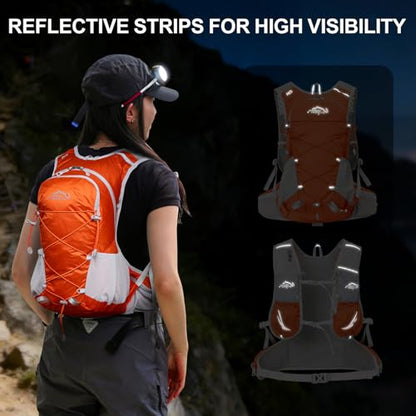 IX INOXTO Hydration Backpack, 18L Lightweight Hiking Backpack with 2L Water Bladder Daypack Women Men, Water Backpack Insulated Hydration Pack for Hiking, Running, Festival, Cycling - color: Orange