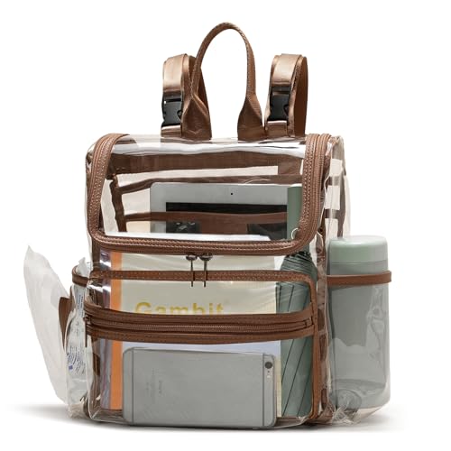 MOMINSIDE Diaper Bag Backpack Small Diaper Bag,Mini Diaper Bag, Clear Bag for Stadium Events Small Clear Bag 12x6x12 for Girls Boys Moms Dads Adult Concert Sports Bag - color: Brown