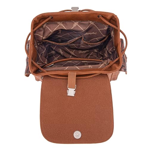 Montana West Wrangler Backpack Purse for Women Men Western Backpack Floral Tooled Travel Bags - color: Carve Brown