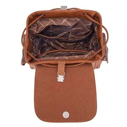 Montana West Wrangler Backpack Purse for Women Men Western Backpack Floral Tooled Travel Bags - color: Carve Brown