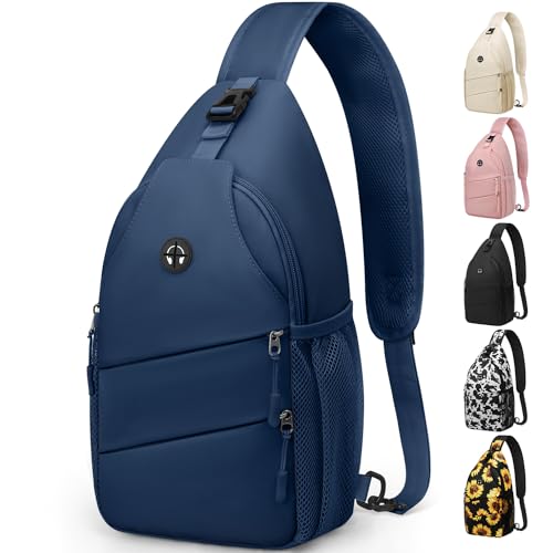 Pritent Crossbody Bags for Women Men Trendy Sling Bag Backpack Casual Chest Bag with Convertible Shoulder Strap - color: Navy Blue, size: Medium