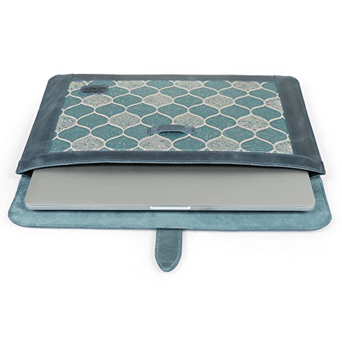 LONDO Leather Sleeve Compatible with MacBook Pro 14 & Air 13-13.3 Inch (M5, M4, M3, M2, M1, Pro, Max) & iPad Pro 12.9, Premium Top Grain Leather Laptop Bag, 2020 to 2026 Models - color: Blue, size: 13-14 inches