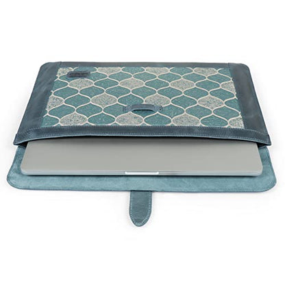LONDO Leather Sleeve Compatible with MacBook Pro 14 & Air 13-13.3 Inch (M5, M4, M3, M2, M1, Pro, Max) & iPad Pro 12.9, Premium Top Grain Leather Laptop Bag, 2020 to 2026 Models - color: Blue, size: 13-14 inches