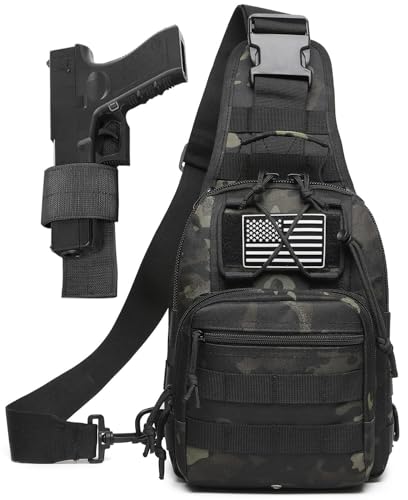 Tactical Sling Backpack Military Crossbody Bag Pack for Mens One Shoulder Holster Sling Bag 10L - color: Small Black .