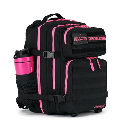 WOLFpak 35L Tactical Gym Backpack (Black Neon Pink) Durable 1000D Waterproof Oxford Material with MOLLE Webbing, Laptop Pocket & Dual Cup Holders, Durable Fitness/Travel/Military Daypack - color: Black Neon Pink