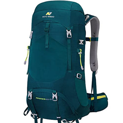 N NEVO RHINO Internal Frame Hiking Backpack 50/60/65/70/80L, Mountain Climbing Camping Backpack Daypack Waterproof Rain Cover | Mountain Climbing - color: 09 Green, size: 60+5L