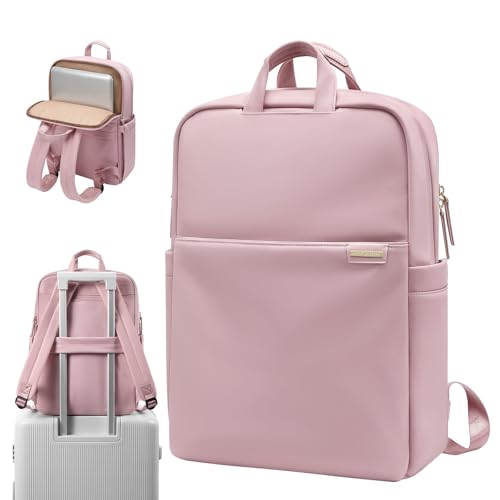 Slim Laptop Backpack for Women, Lightweight Business Backpack for Women Computer Bag Purse for Commuting, Fit 17.3 Inch, Pink - color: Pink, size: 17.3 Inch