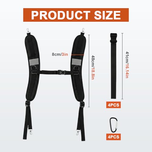 Backpack Straps Replacement, Adjustable Padded Shoulder Straps with 4 Metal Hooks, 4 Noly Strap s & D Hooks, Oxford Cloth Replacement Strap s for Backpack, Dry Bag, Sprayer