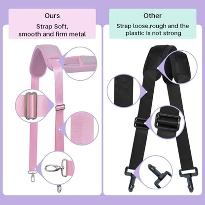 60 Inch Shoulder Strap with Removable Ultra-Thick Pad，Adjustable Buckles and Metal Hooks - color: Pink