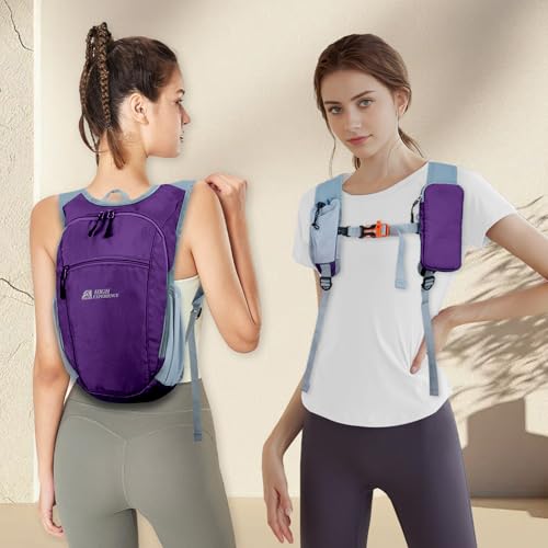 Hiking Backpack 10L/15L Small Daypack Lightweight Packable Travel Foldable Water Resistan for Women Men (Deep Purple, 10L) - color: Deep Purple, size: 10L