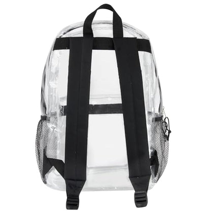Trail maker Bulk Clear Backpacks Wholesale for School 24 Pack Clear Backpacks for Boys, Girls, School, Stadium, Travel (Black Pack) - color: Black Pack