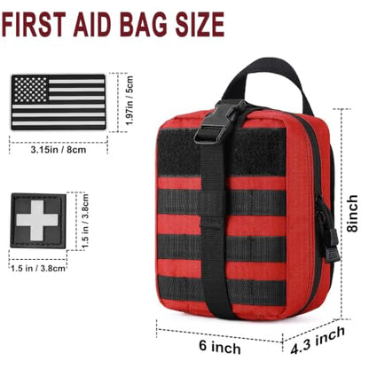 Molle ifak Pouch Empty First aid kit Bag for Outdoor Tactical Medical Pouch - color: RED