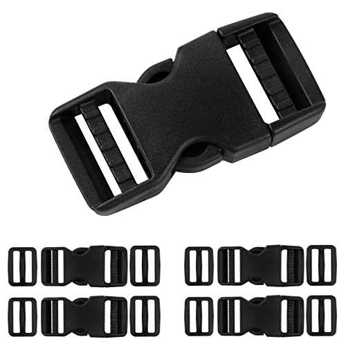 Buckles for Straps 1 inch:Side Release Buckle Plastic Clip 4 set + Tri-Glide Slide 8 pcs,Fit 1 inch Wide Nylon Strap Webbing Belt,Heavy Duty Dual Adjustable Plastic Buckle No Sewing… - color: 1" 4 Pcs Buckle Set