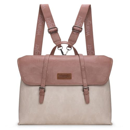 Wrangler Laptop Bag for Women Messenger Bag Briefcase Computer Backpack Convertible Satchel Bag - color: Beige & Purple, size: 15.6 inch