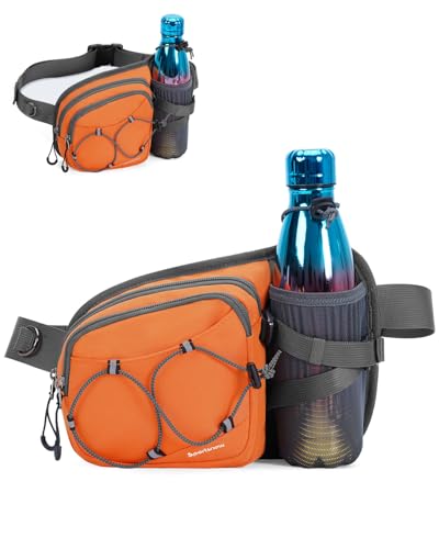 sportsnew Hydration Waist Pack with Water Bottle Holder, 2L Large Fanny Pack for Running Hiking Dog Walking, Water-Resistant Crossbody Waist Bag for Men Women, Patent Pending - style: Orange
