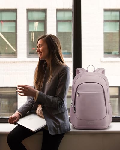 LIGHT FLIGHT Travel Backpack for Women, 15.6 Inch, Grayish Pink | Laptop Backpack, USB Charging Hole, Water Resistant, Large Capacity, College Bookbag - color: Grayish Pink, size: 15.6 Inch without Wheels