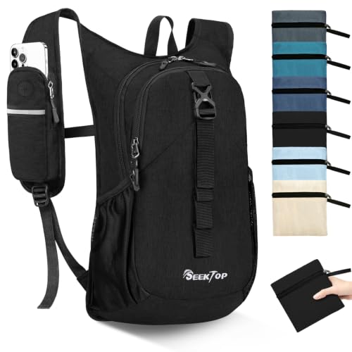 Seektop 15L Small Hiking Backpack for Women Men, Lightweight Hiking Daypack - color: Black, size: 15L