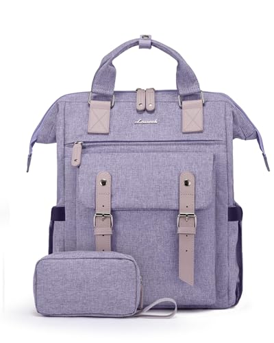 LOVEVOOK Laptop Backpack for Women, 17.3 Inch Teacher Nurse Bag Work Travel Computer Backpacks Purse, College Bookbag for School, Water Resistant Daypack - color: Purple-purple, size: 17.3 Inch Standard