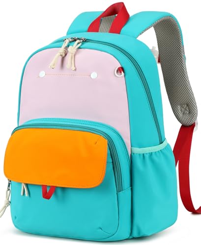 BTOOP Kids Backpack for Boys Girls 3-6, Preschool Kindergarten Backpack with Insulated Lunch Compartment & Chest Strap, Cute Lightweight School Travel Bag Fits A4 Folder - color: Pink-blue, size: Age 3-6 (14.5" H Fit Folder)