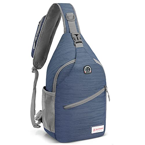 ZOMAKE Sling Bag,Small Crossbody Sling Backpack,Water Resistant Shoulder Daypack for Travel,Anti Thief Chest Bag for Hiking(Navy Blue(Stripe)) - color: Navy Blue(stripe)