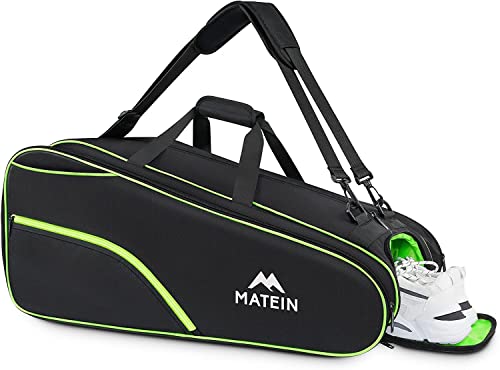 MATEIN Tennis Bag 6 Rackets, Large Racket Bag with Shoe Compartment, Cooler | Extra Large, Protective, Convertible, Removeable Shoulder Strap, Insulated Cooler Pocket, Water Resistant, Men Tournament Use