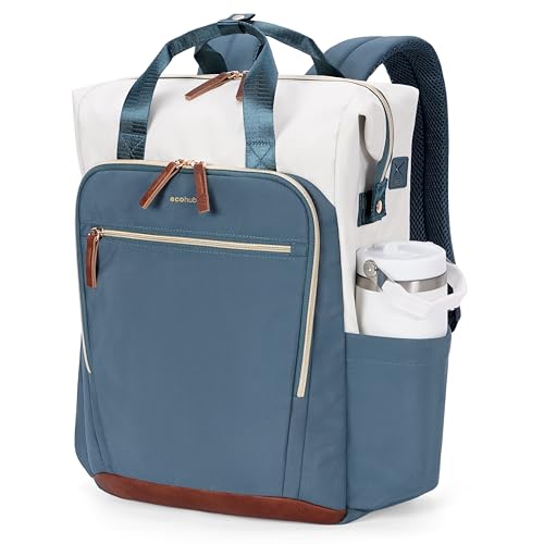 ECOHUB 17" Laptop bag for Women 25L Teacher's Laptop Backpack Work Backpack for Professional Nurse Travel Backpack, Blue - color: Blue