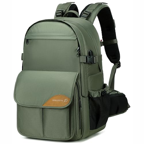 Padwa Lifestyle Green Professional Camera Backpack - Large Capacity Nylon Photography Camera Bag with Thick Padded Comfort Strap and Wide Waist, Versatile Photographer,Multi Cameras,Lensas,a Laptop - color: Green
