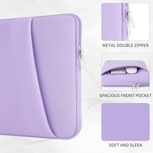 RAINYEAR 13.3 Inch Laptop Sleeve Padded Case Cover with Pocket, Purple - color: Purple, size: 13.3-14 inch