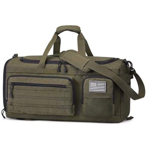 G4Free 3-in-1 Travel Duffle Bag for Men and Women, 50L Large Gym Sports Bags Tactical Military Duffle Backpack with Shoes Compartment and Wet Pocket (Dark Tan) - color: Dark Tan