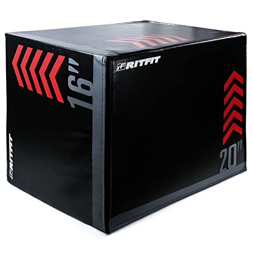 RitFit 3 in 1 Extra Firm Soft Plyo Box Foam Plyometric Box-30”x24”x20”-20"x18"x16" Heavy Duty High Density Foam Jumping Box 3 Sizes with PVC Cover,Platform for Home Gym Fitness, 440lb Weight Capacity - size: MEDIUM-B