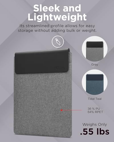 Lenovo Slim Laptop Sleeve 14 Inch Notebook/Tablet - Compatible with MacBook Air/Pro - Eco-Friendly Lightweight Case with Accessory Pocket & Magnetic Closure - Grey - color: Grey, size: 14.5-inch