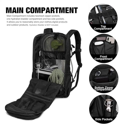 Mardingtop Tactical Backpacks Molle Hiking daypacks for Motorcycle Camping Hiking Military Traveling,25L Backpack - color: Black