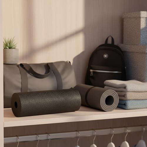 Mini EPP Foam Roller for Travel - Compact Exercise Cylinder for Yoga, Stretching & Fitness Support (Black, 1 Pack)