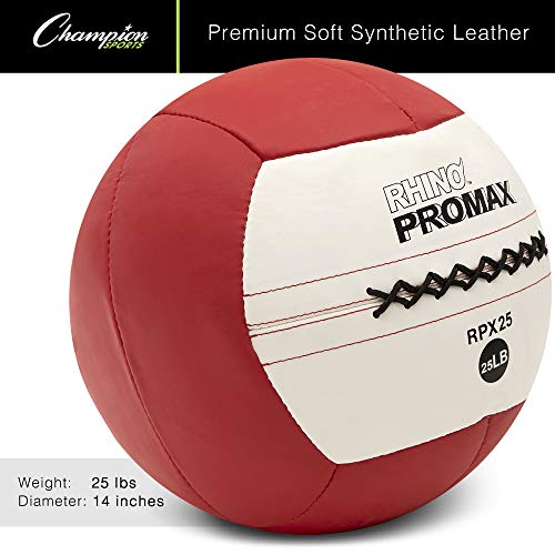 Champion Sports Rhino Promax Wall Balls - Soft Shell Non-Slip Grip for Weightlifting, Plyometrics, Cross Training, & Home Gym - style: 25 LBS