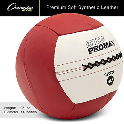Champion Sports Rhino Promax Wall Balls - Soft Shell Non-Slip Grip for Weightlifting, Plyometrics, Cross Training, & Home Gym - style: 25 LBS