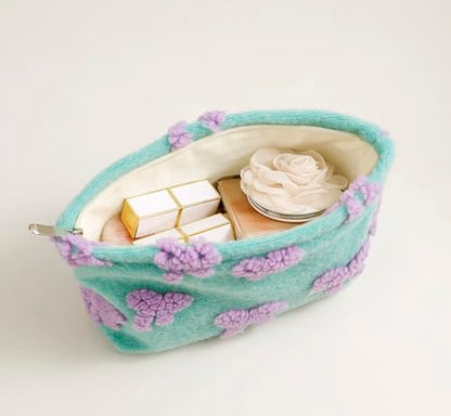 getgto 2 Pcs Makeup Bags, Large Cosmetic Bag Travel Toiletry Bag Organizer for Women, Plush Makeup Bag Small Cosmetic Pouch Purse with Zipper Gifts for Girls Teen - color: Girly green