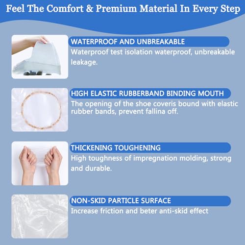 20 PCS (10 Pairs) Waterproof Shoe Covers for Rain, Plastic Shoe Covers Disposable, Rain Shoe Covers for Men Women, Outdoor and Indoor