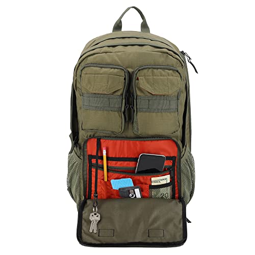 Eddie Bauer Cargo Tactical Backpack | Adventure | Heavy Duty | Outdoor | Water Resistant | 600D Polyester - Grey Moss - color: Moss Grey