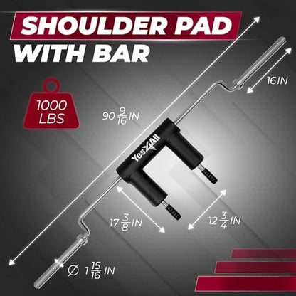 Yes4All Multi Grip Barbell & Cable Attachment - Swiss Bar, American Bar for Greater Range of Motion, with 2 Collars, Fits Olympic Weight Plates - Home Gym & Support Pressing, Lifting & Curls - color: C. Squat Bar