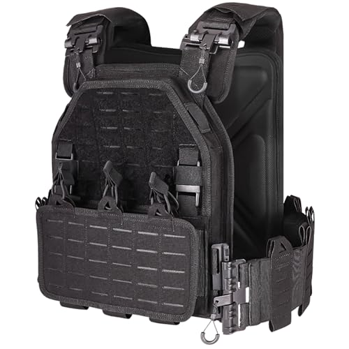 YAY YAKEDA Quick Release Tactical Laser-Cutting Vest Multicam Lightweight Vest - color: Black