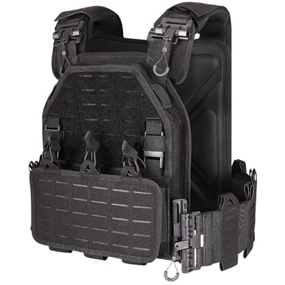 YAY YAKEDA Quick Release Tactical Laser-Cutting Vest Multicam Lightweight Vest - color: Black