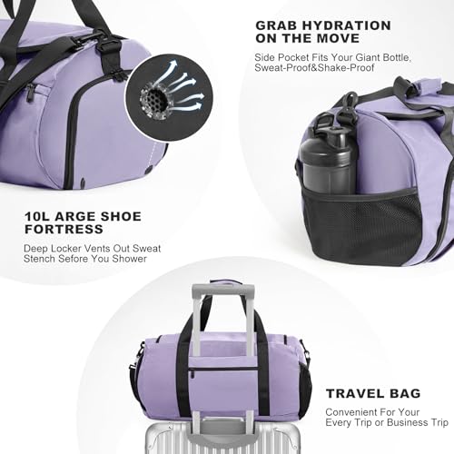 Gym Bag Men & Women-Durable 50L Large Duffle Bag For Fravel ，Purple - color: Purple