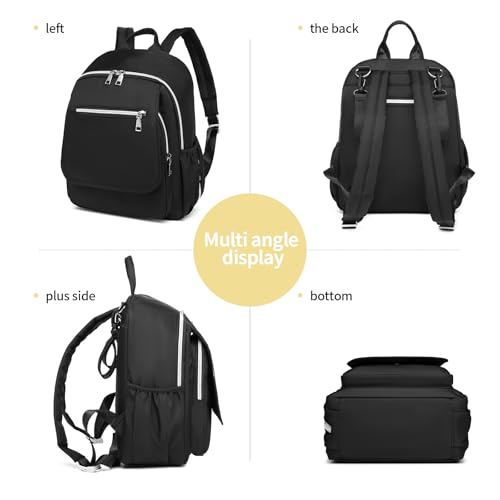 Small Diaper Bag Backpack, Mini Diaper Bag Purse with 10 Pockets, Travel Baby Bag for Baby Girls, Insulated Pockets, Stroller Straps, black - color: Black
